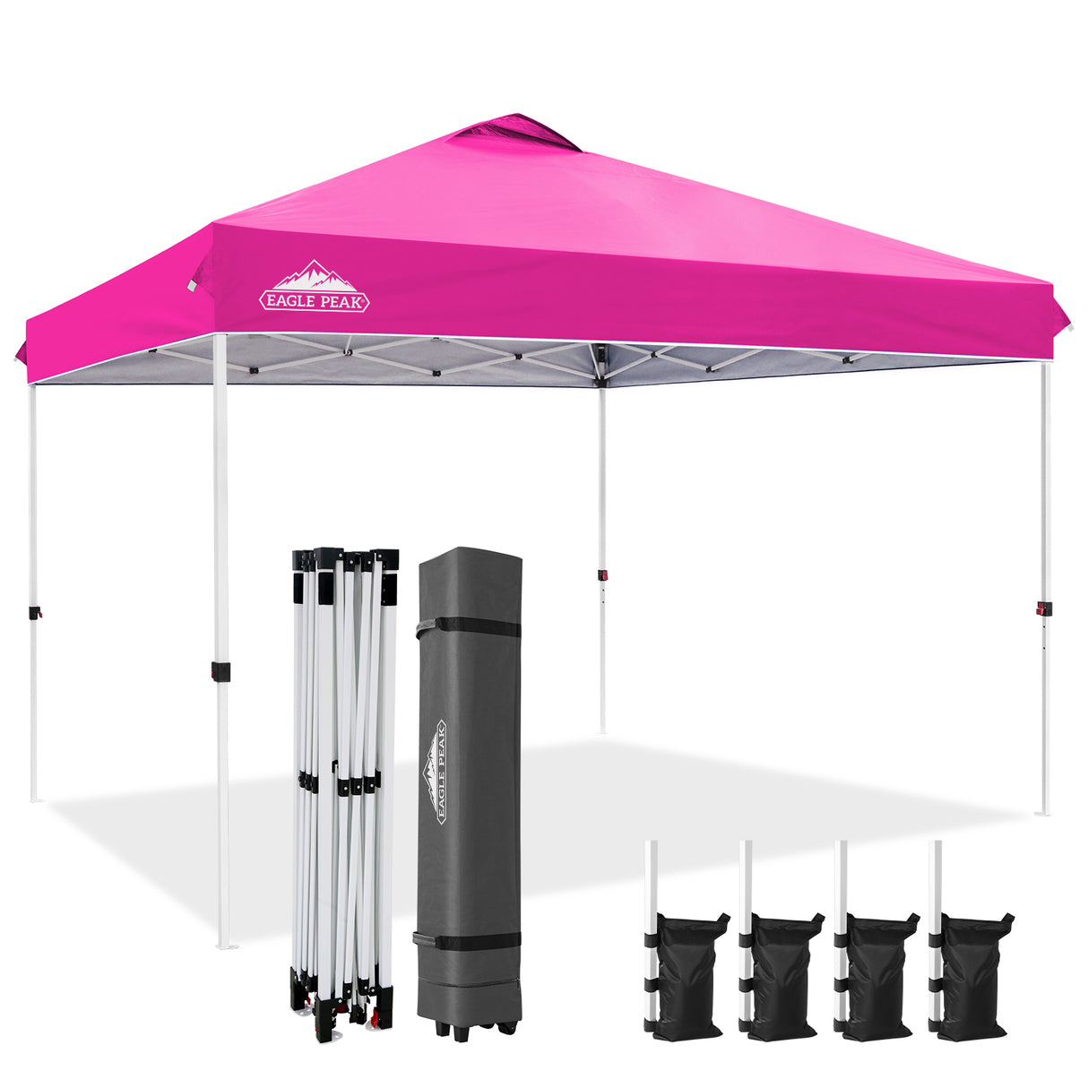 EAGLE PEAK 12x12 Pop Up Canopy Tent Instant Outdoor Canopy Easy Set - up Straight Leg Folding Shelter with Wheeled Bag, 8 Stakes, 4 Sand Bags, and 4 Ropes - Eagle Peak Canopy and Outdoor Products