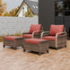Modern Wicker Outdoor Chair,2 Chairs 2 Ottomans, 4 Pieces, Brown/Gray