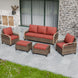 Modern Wicker Outdoor Patio Furniture Set, 2 Ottomans, 2 Patio Chairs, and 3-Seat Loveseat, 5 Pieces