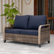 Modern Wicker Outdoor Furniture 2 Seat Loveseat Sofa , Brown/Gray
