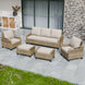 Modern Wicker Outdoor Patio Furniture Set, 2 Ottomans, 2 Patio Chairs, and 3-Seat Loveseat, 5 Pieces