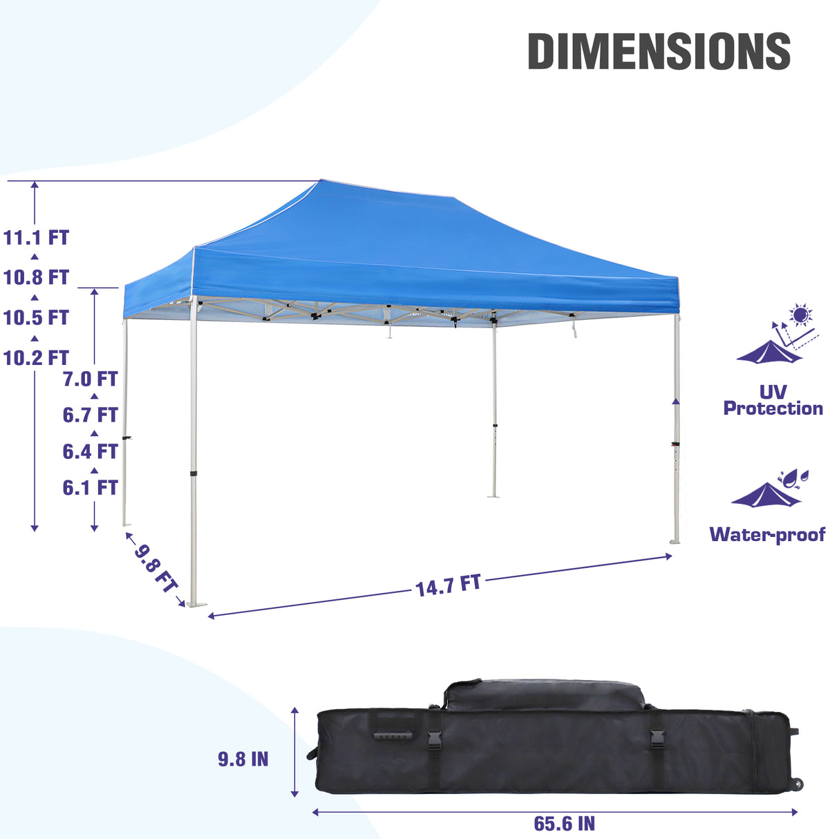 EAGLE PEAK 40mm Hex Leg Aluminum Commercial Custom Canopy Tent 10x15  - CLICK TO CONFIGURE - Package Prices Start at $999.00