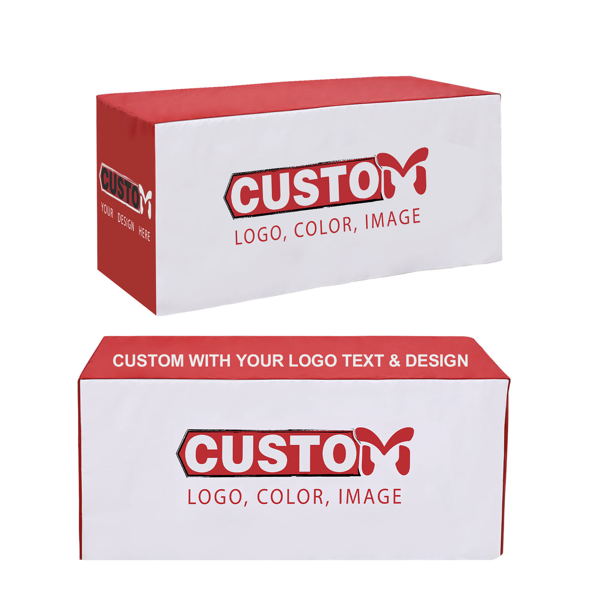 Fitted Table Cloth Cover with Your Business Logo and Design, 4/6/8ft