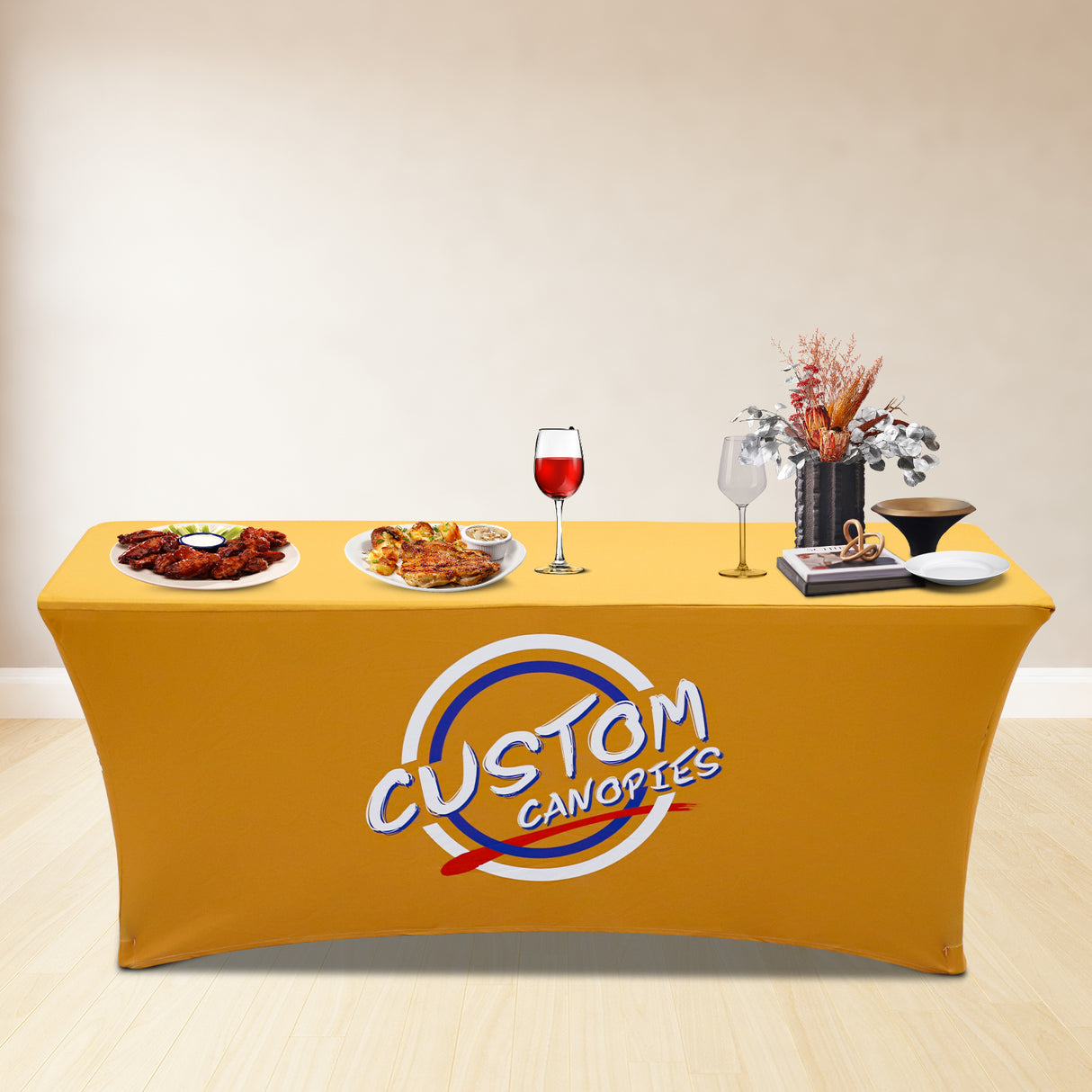 Custom Printed Stretch Table Cover with Your Logo and Design, 4/6/8ft