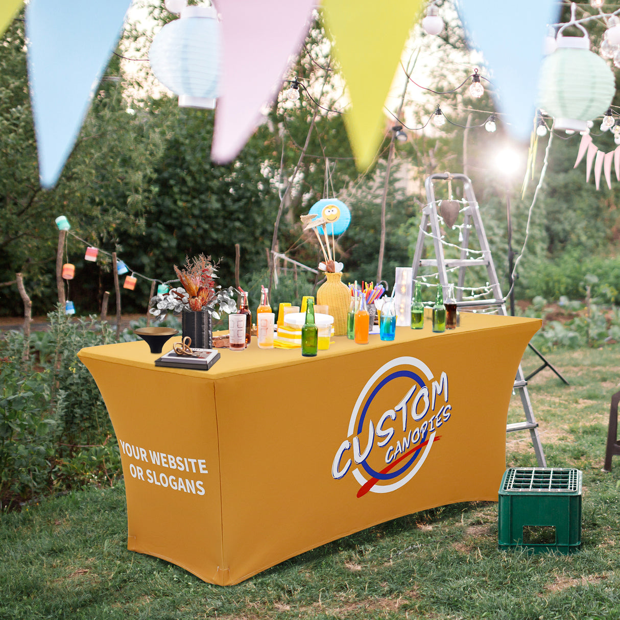 Custom Printed Stretch Table Cover with Your Logo and Design, 4/6/8ft