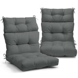 Tufted Outdoor/Indoor High Back Patio Chair Cushion, Set of 2, 46'' x 22''