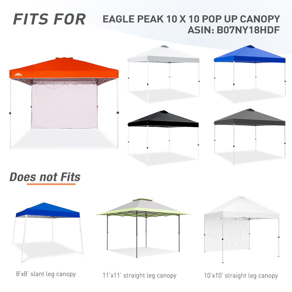 Canopy SunWall for E100 10x10 Straight Leg Pop Up Canopy, 1 Sidewall - Eagle Peak Custom Canopy Tent