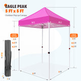 EAGLE PEAK 5x5 Pop Up Canopy Tent Instant Outdoor Canopy Easy Set-up Straight Leg Folding Shelter