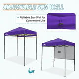 EAGLE PEAK Instant Pop Up Canopy with Adjustable Sun Wall 6x4 ft, Straight Lightweight Compact Portable Tent with Carry Bag - Eagle Peak Canopy and Outdoor Products