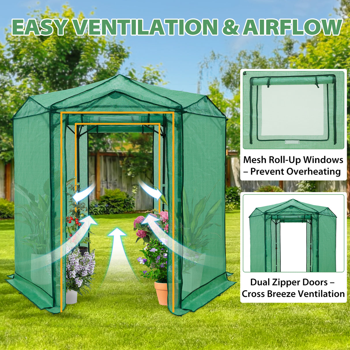 6.6x6.6 ft Hexagon Pop up Greenhouse