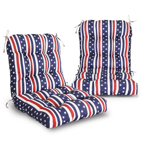 Tufted Outdoor/Indoor Seat/Back Chair Cushion, Set of 2, 42'' x 21''