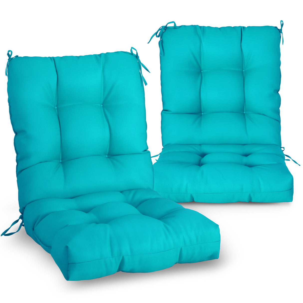 Tufted Outdoor/Indoor Seat/Back Chair Cushion, Set of 2, 42'' x 21''