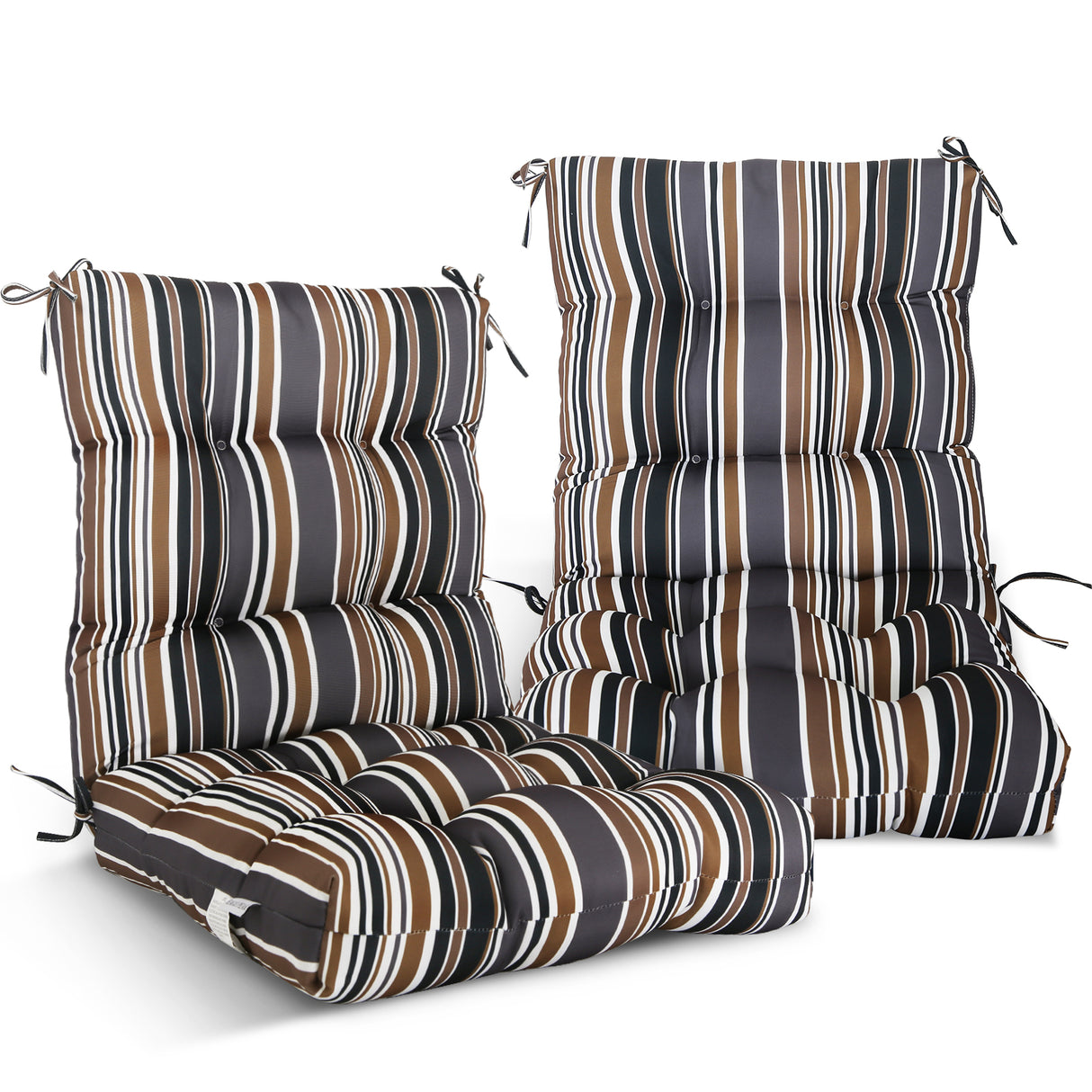 Tufted Outdoor/Indoor Seat/Back Chair Cushion, Set of 2, 42'' x 21''