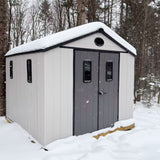 5x3/6x4/8x6/8x8 Outdoor Storage Shed with Floor, White/Gray