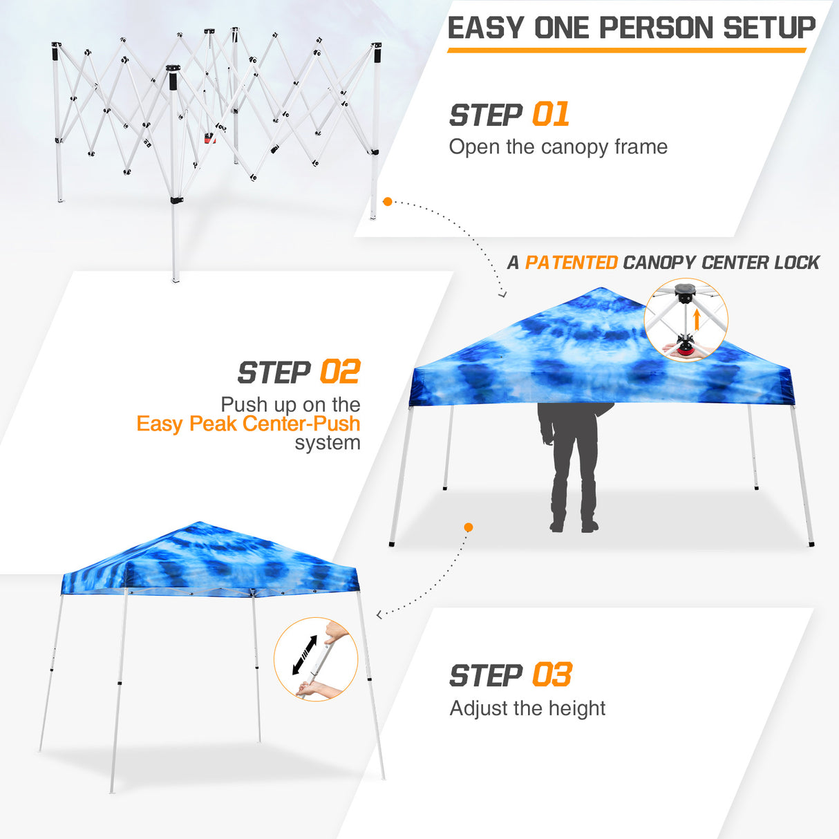 Slant Leg Pop up Canopy Tent, 10x10 Base 8x8 Top with SHADE GRAPHiX High Quality Digital Printed Top