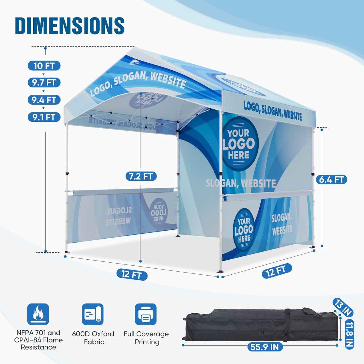 Alps Aluminum Frame Gable Roof Custom Canopy Tent 12x12 - Eagle Peak Custom Canopy Tent