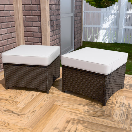 Azure Bay 2 Piece Wicker Patio Ottoman Set - Eagle Peak Custom Canopy Tent