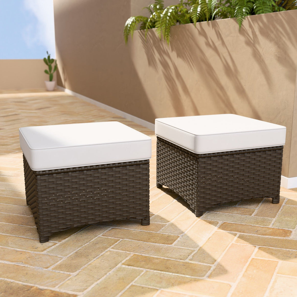 Azure Bay 2 Piece Wicker Patio Ottoman Set - Eagle Peak Custom Canopy Tent