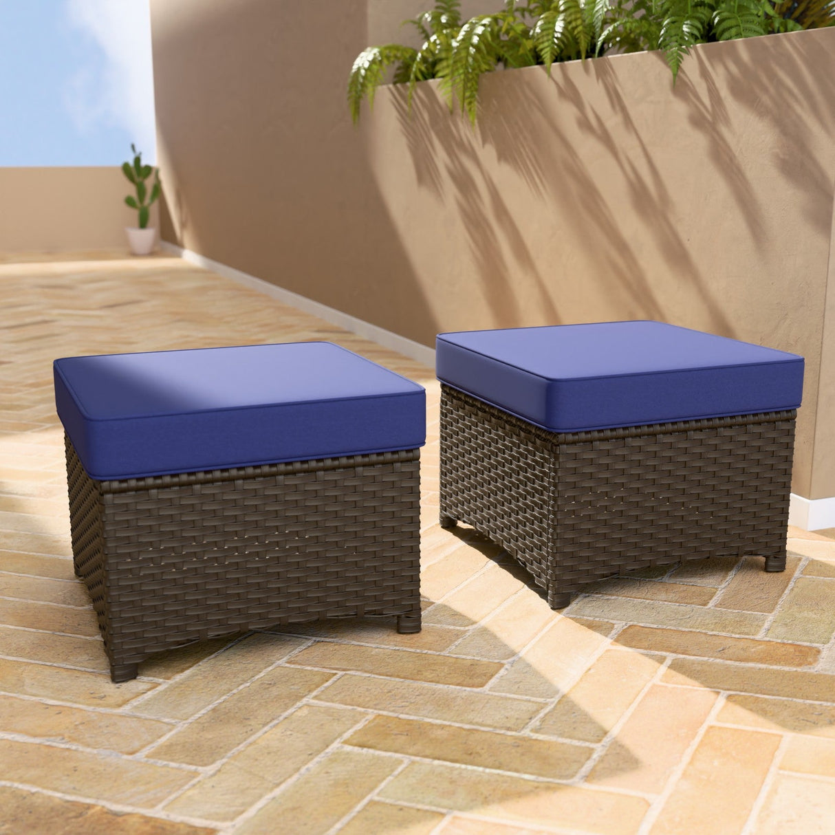 Azure Bay 2 Piece Wicker Patio Ottoman Set - Eagle Peak Custom Canopy Tent