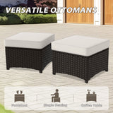 Azure Bay 2 Piece Wicker Patio Ottoman Set - Eagle Peak Custom Canopy Tent