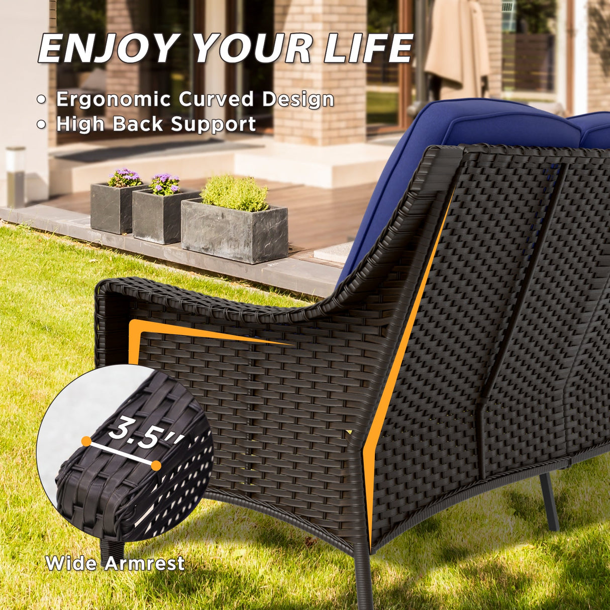 Azure Bay 3 Seat Outdoor Wicker Patio Sofa - Eagle Peak Custom Canopy Tent