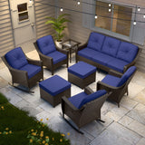 Azure Bay Wicker Outdoor Patio Furniture Set w/ Rocking Chairs, 8 Pieces - Eagle Peak Custom Canopy Tent