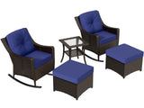 Azure Bay Wicker Outdoor Patio Furniture Set w/Rocking Chairs, 5 Pieces - Eagle Peak Custom Canopy Tent