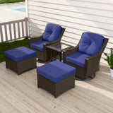 Azure Bay Wicker Outdoor Patio Furniture Set w/Swivel Rocking Chairs, 5 Pieces - Eagle Peak Custom Canopy Tent