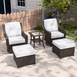 Azure Bay Wicker Outdoor Patio Furniture Set w/Swivel Rocking Chairs, 5 Pieces - Eagle Peak Custom Canopy Tent