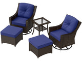 Azure Bay Wicker Outdoor Patio Furniture Set w/Swivel Rocking Chairs, 5 Pieces - Eagle Peak Custom Canopy Tent