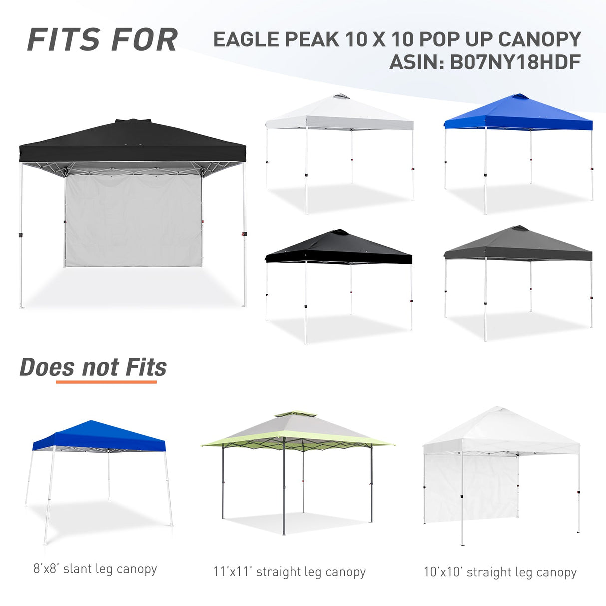 Canopy SunWall for E100 10x10 Straight Leg Pop Up Canopy, 1 Sidewall - Eagle Peak Custom Canopy Tent