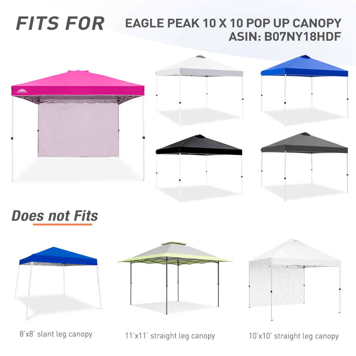 Canopy SunWall for E100 10x10 Straight Leg Pop Up Canopy, 1 Sidewall - Eagle Peak Custom Canopy Tent