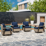 Classic Wicker 360° Swivel Glider Chair, Set of 4, Beige/Beige, Red, Dark Blue, Tan, Black - Eagle Peak Custom Canopy Tent