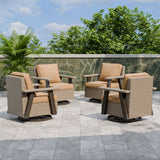 Classic Wicker 360° Swivel Glider Chair, Set of 4, Beige/Beige, Red, Dark Blue, Tan, Black - Eagle Peak Custom Canopy Tent
