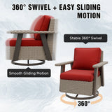 Classic Wicker 360° Swivel Glider Chair, Set of 4, Beige/Beige, Red, Dark Blue, Tan, Black - Eagle Peak Custom Canopy Tent