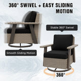 Classic Wicker 360° Swivel Glider Chair,Set of 1, Beige/Beige, Red, Dark Blue, Tan, Black - Eagle Peak Custom Canopy Tent