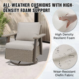 Classic Wicker 360° Swivel Glider Chair,Set of 1, Beige/Beige, Red, Dark Blue, Tan, Black - Eagle Peak Custom Canopy Tent