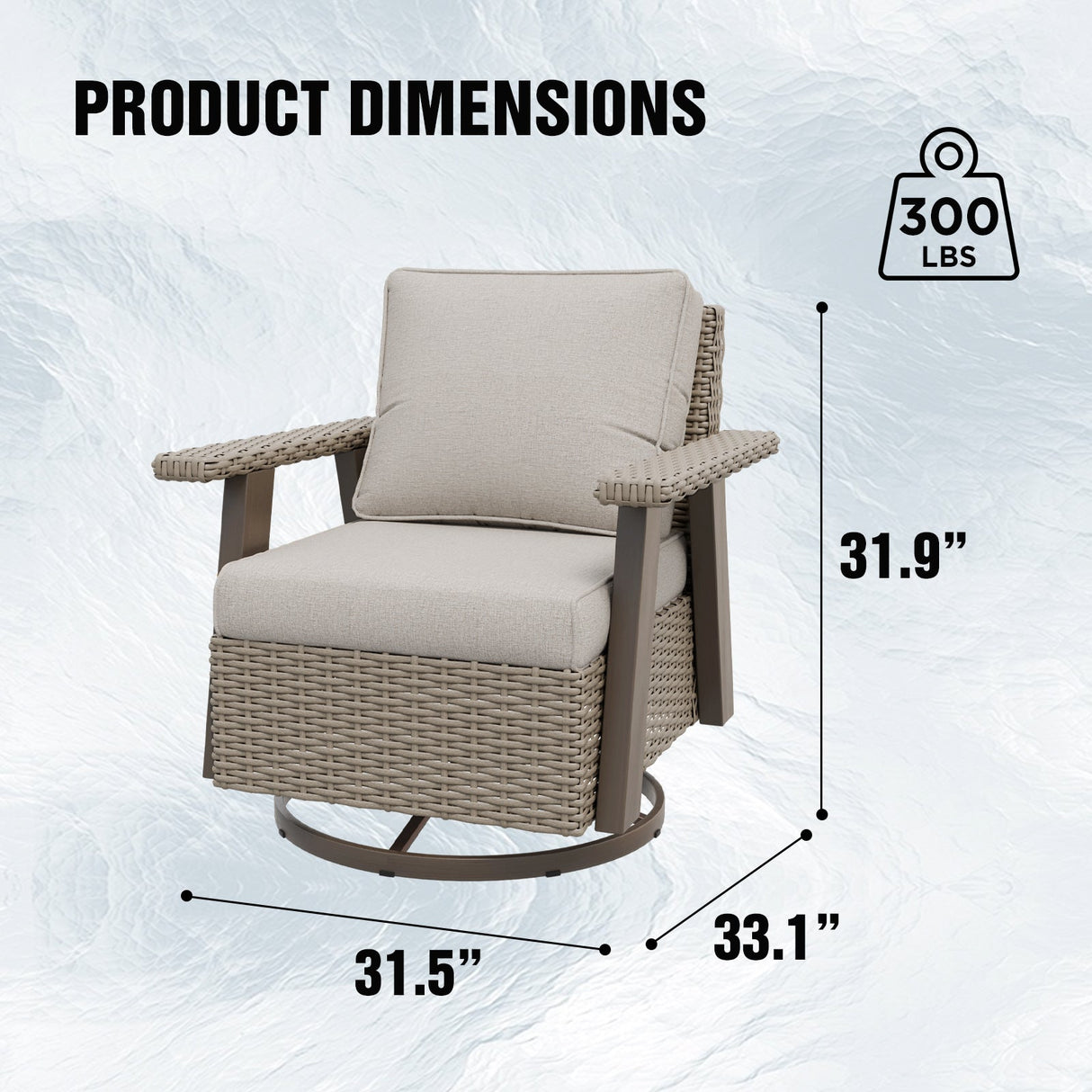 Classic Wicker 360° Swivel Glider Chair,Set of 2, Beige/Beige, Red, Dark Blue, Tan, Black - Eagle Peak Custom Canopy Tent