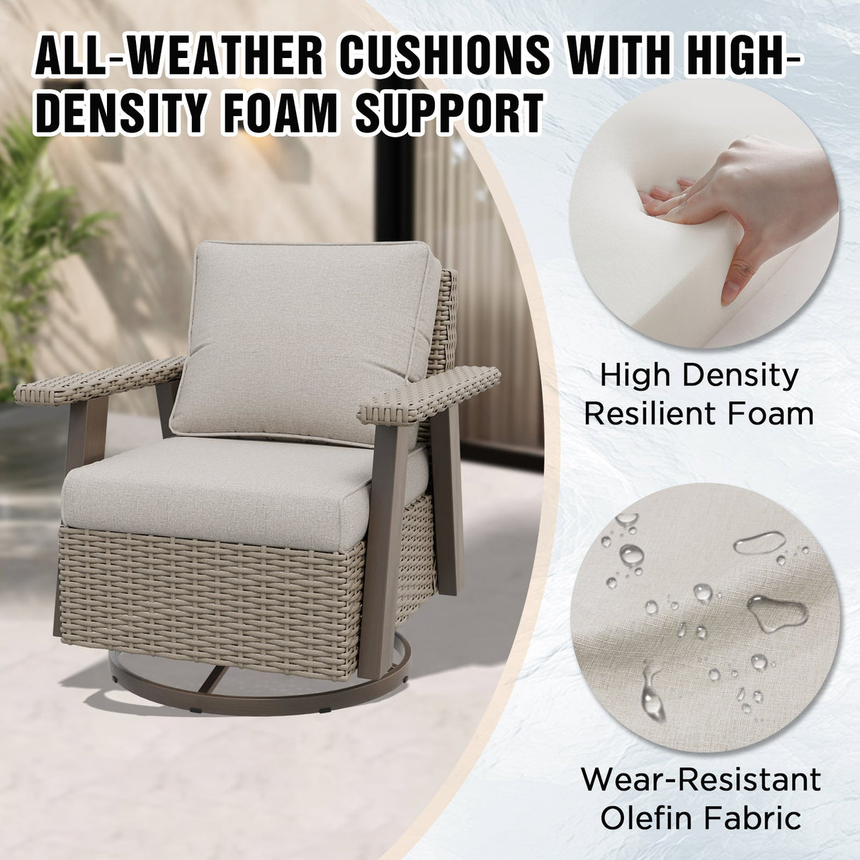 Classic Wicker 360° Swivel Glider Chair,Set of 2, Beige/Beige, Red, Dark Blue, Tan, Black - Eagle Peak Custom Canopy Tent
