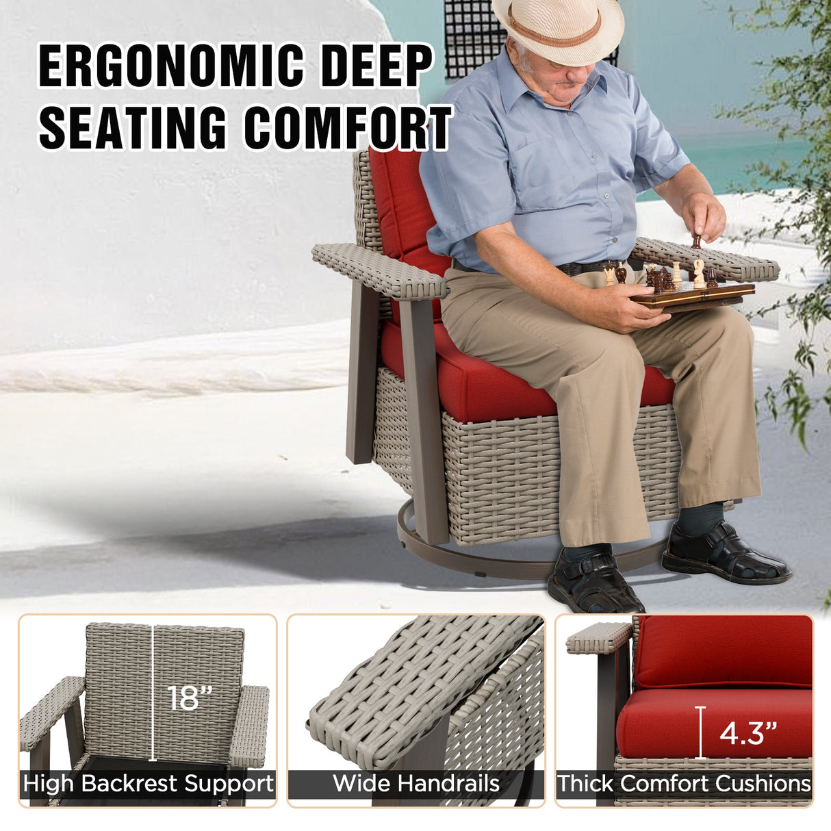 Classic Wicker Patio Bistro Set of 2, Beige/Beige, Red, Dark Blue, Tan, Black - Eagle Peak Custom Canopy Tent