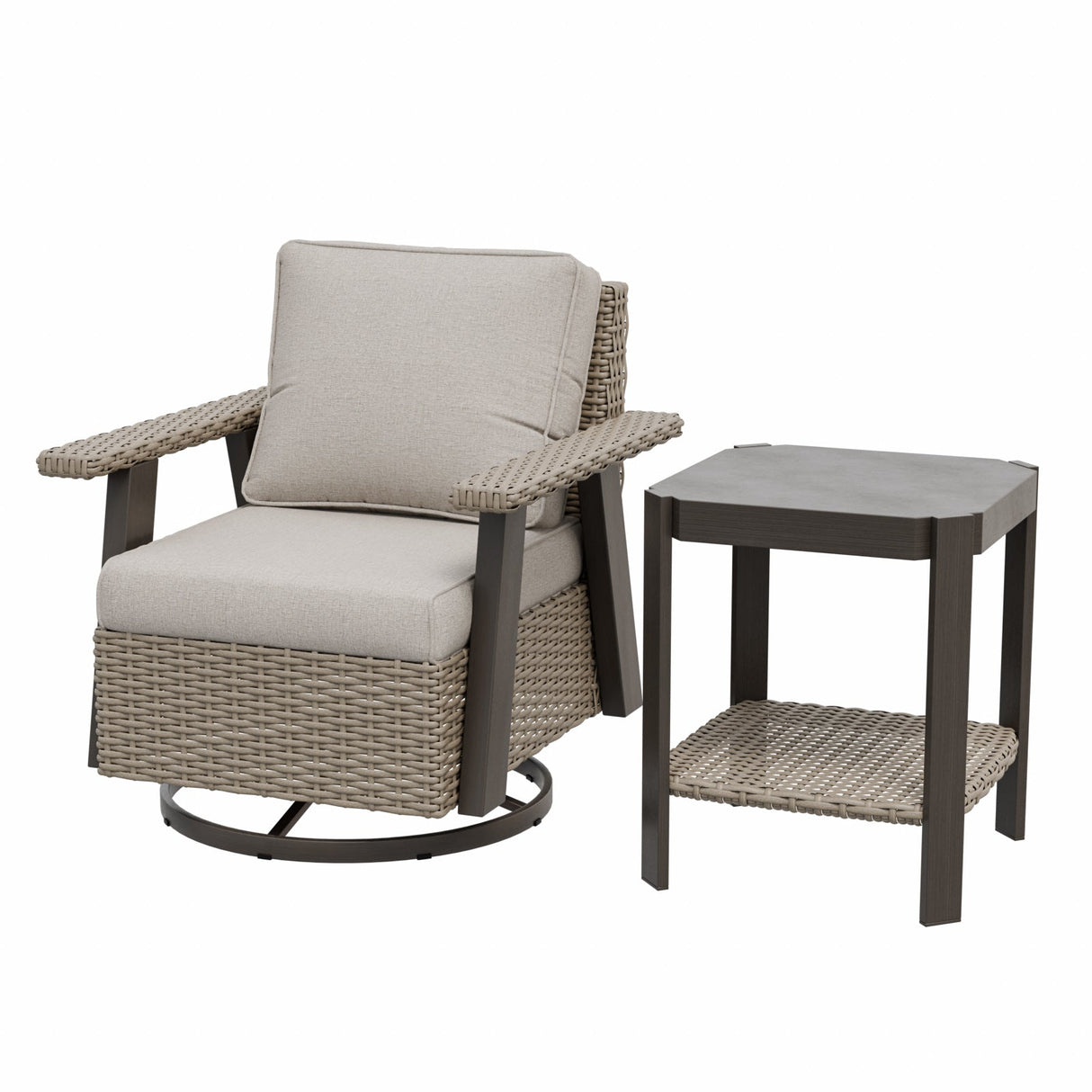 Classic Wicker Patio Bistro Set of 2, Beige/Beige, Red, Dark Blue, Tan, Black - Eagle Peak Custom Canopy Tent