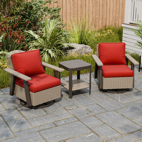 Classic Wicker Patio Bistro Set of 3, Beige/Beige, Red, Dark Blue, Tan, Black - Eagle Peak Custom Canopy Tent