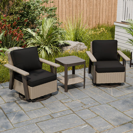 Classic Wicker Patio Bistro Set of 3, Beige/Beige, Red, Dark Blue, Tan, Black - Eagle Peak Custom Canopy Tent