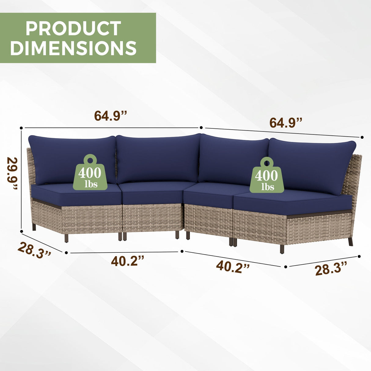 Coastal Vista Curved Outdoor Wicker Sofa, Seats 4 - Eagle Peak Custom Canopy Tent