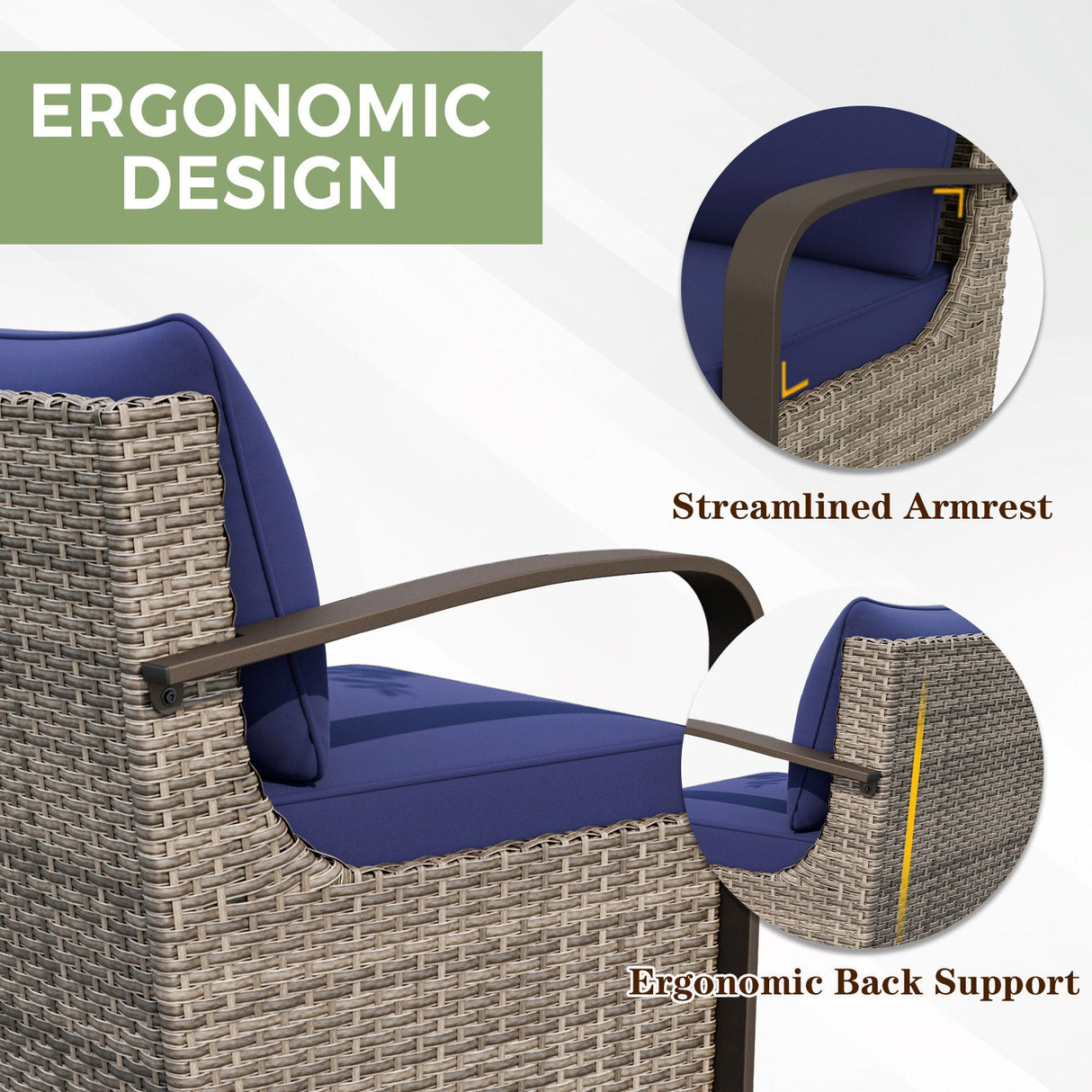 Coastal Vista Outdoor Patio Furniture Set w/ Sectional Sofas, and Coffee Table, Seats 5 - Eagle Peak Custom Canopy Tent