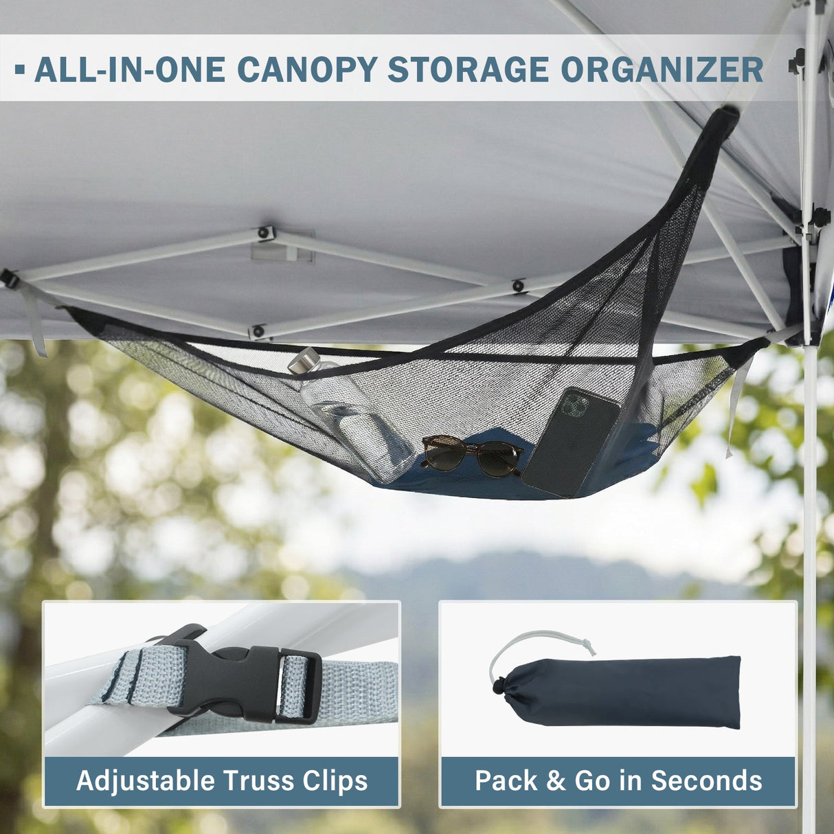 Compact Corner Mesh Shelf for Canopy Tent - Eagle Peak Custom Canopy Tent