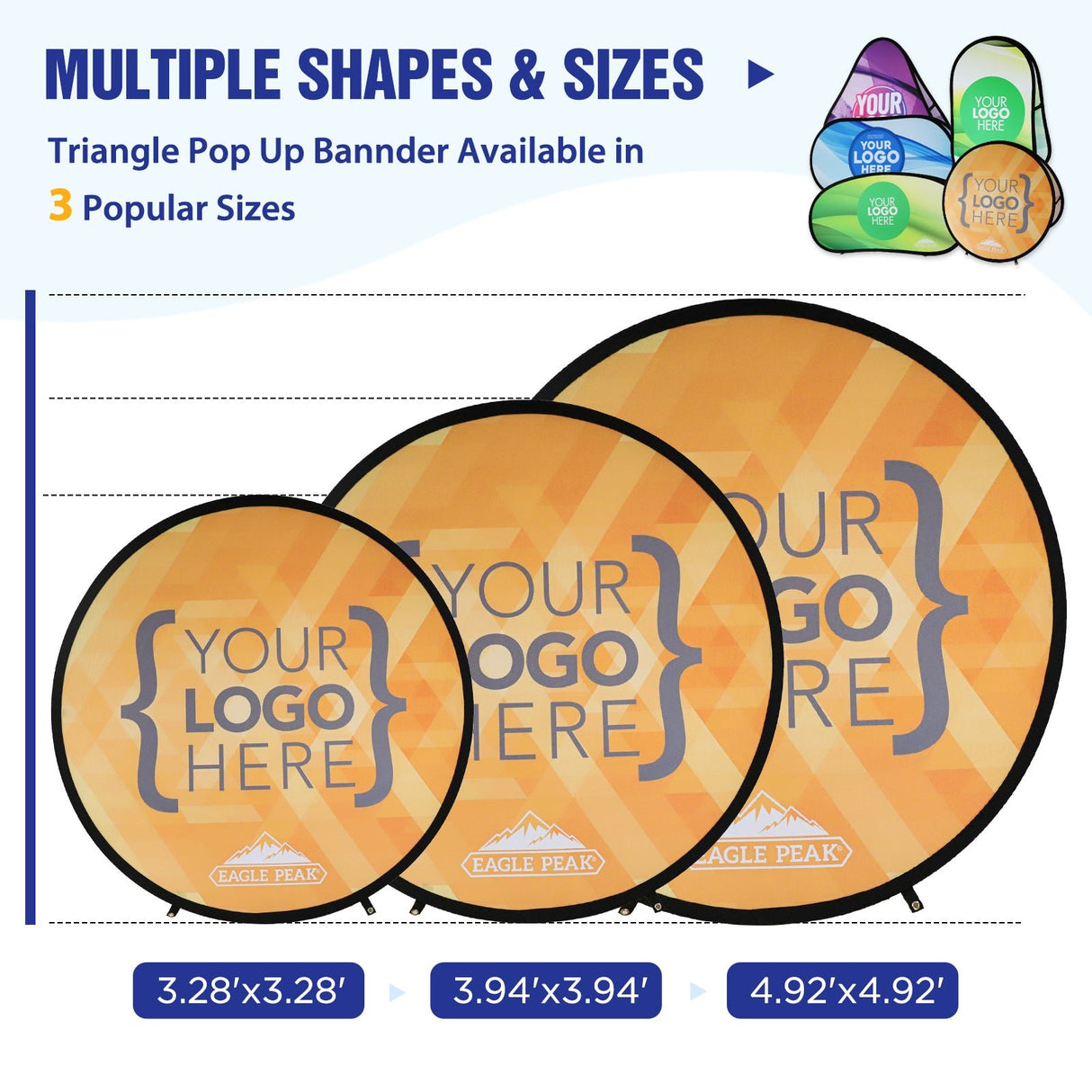 Custom A Frame Pop Up Banner Display, Vertical/Triangle/Oval/Circle/Horizontal - Eagle Peak Custom Canopy Tent