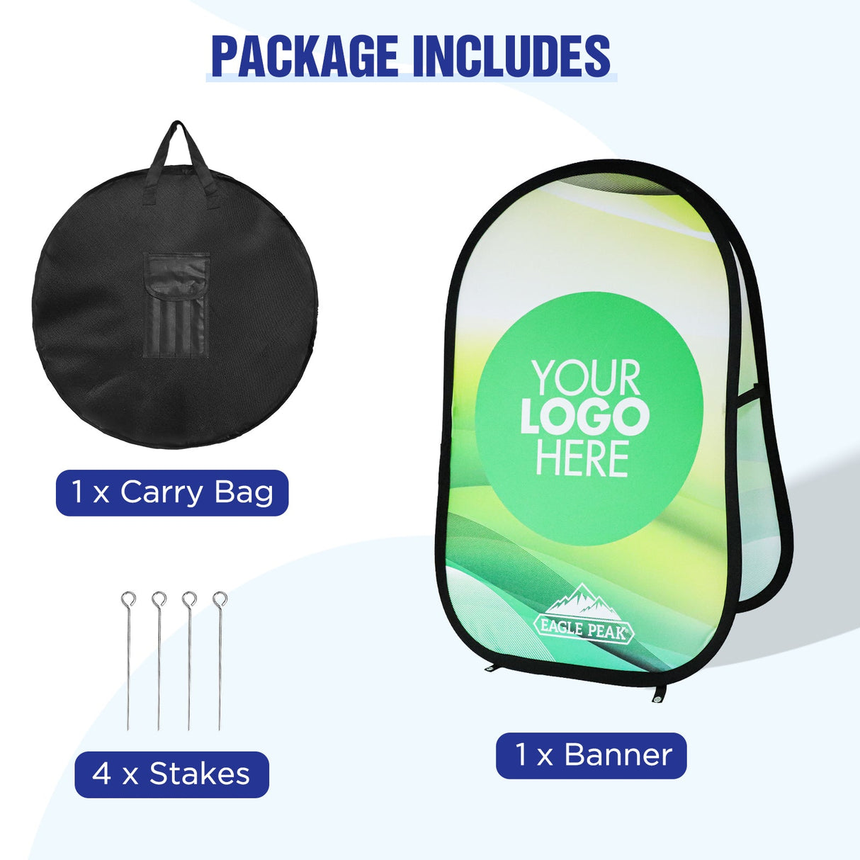 Custom A Frame Pop Up Banner Display, Vertical/Triangle/Oval/Circle/Horizontal - Eagle Peak Custom Canopy Tent