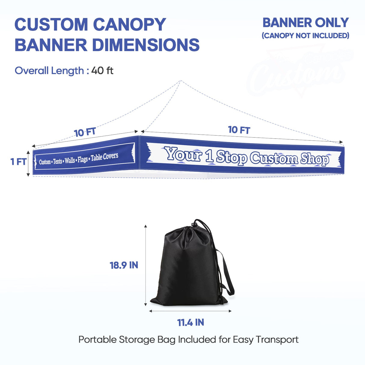 Custom Canopy Banner Personalized Banner with Logo for 10x10 Pop Up Canopy Tent Custom Sign - Eagle Peak Custom Canopy Tent