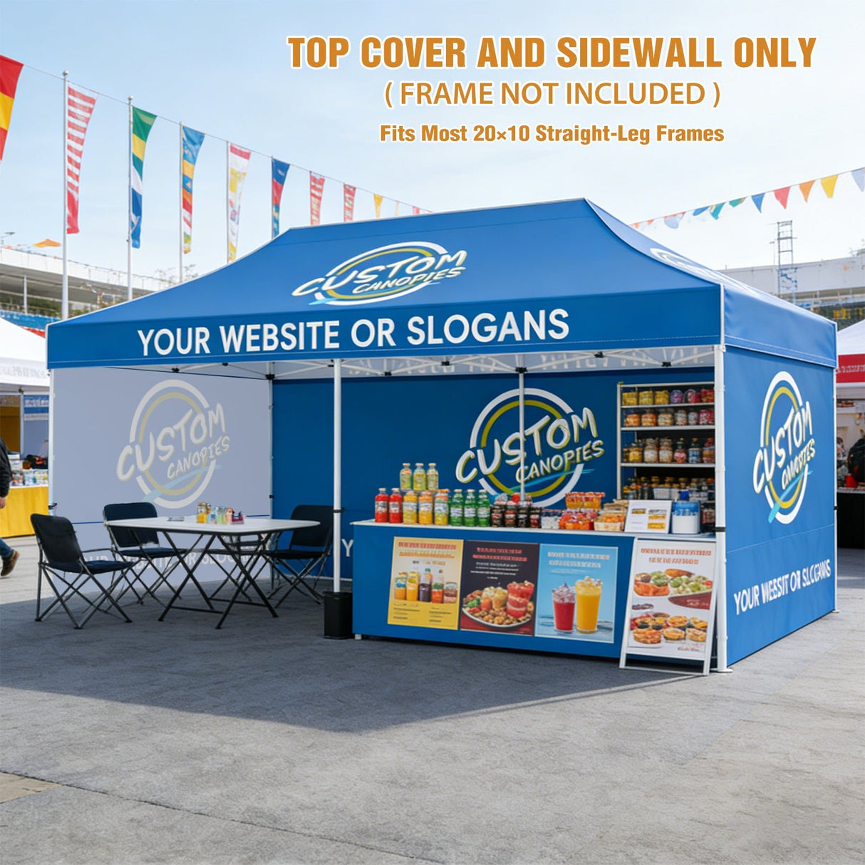 Custom Canopy Top Cover with Sidewall to Fit Your 10x20 Canopy Frame - Eagle Peak Custom Canopy Tent